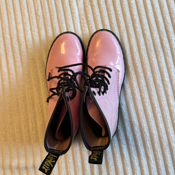 Pale Pink Doc Martens Patent Leather Lace-Up Boots | Size 10 - Picture 8 of 8